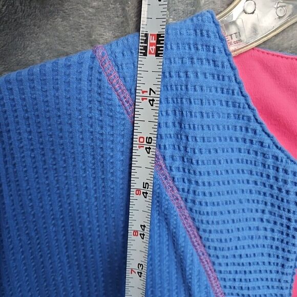 Intimate Essentials Women's Med Blue 1/2 Zip Short Sleeve Long Robe Side Slits - Picture 4 of 11